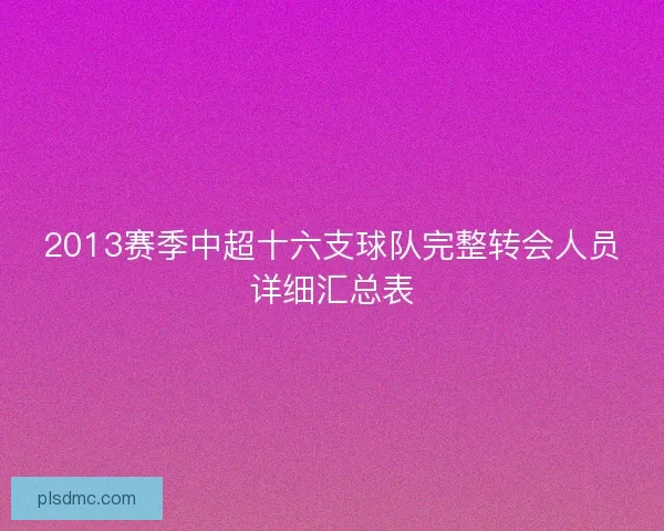 2013赛季中超十六支球队完整转会人员详细汇总表